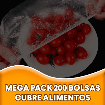 MEGA PACK - 200 BOLSAS ELÁSTICAS CUBRE ALIMENTOS + ENVÍO GRATIS