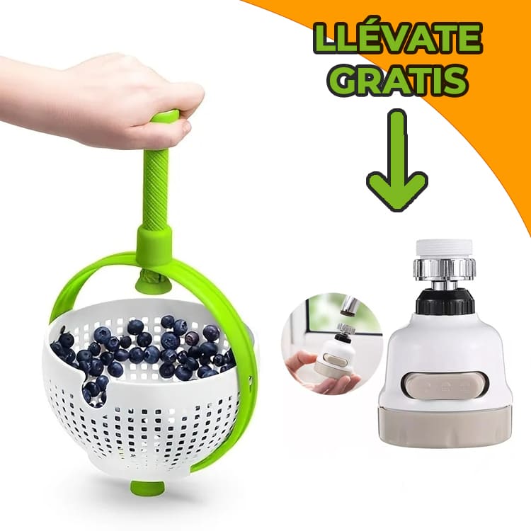 SaladSpin Pro - Escurridor de ensaladas (LLÉVATE GRATIS UNA BOQUILLA 360° PARA LA LLAVE)