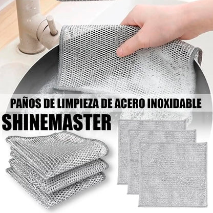 PAÑOS DE LIMPIEZA DE ACERO INOXIDABLE SHINEMASTER™