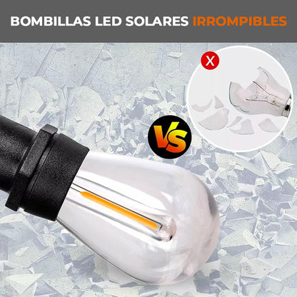 Luces Led Solares Para Patios y Terrazas - Ampolletas Irrompibles