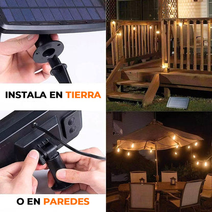 Luces Led Solares Para Patios y Terrazas - Ampolletas Irrompibles